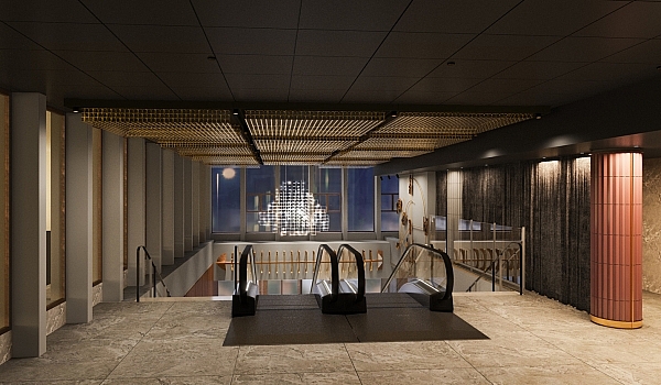 Visualisering af rulletrappe på Hotel NH Collection Copenhagen på Strandgade 7